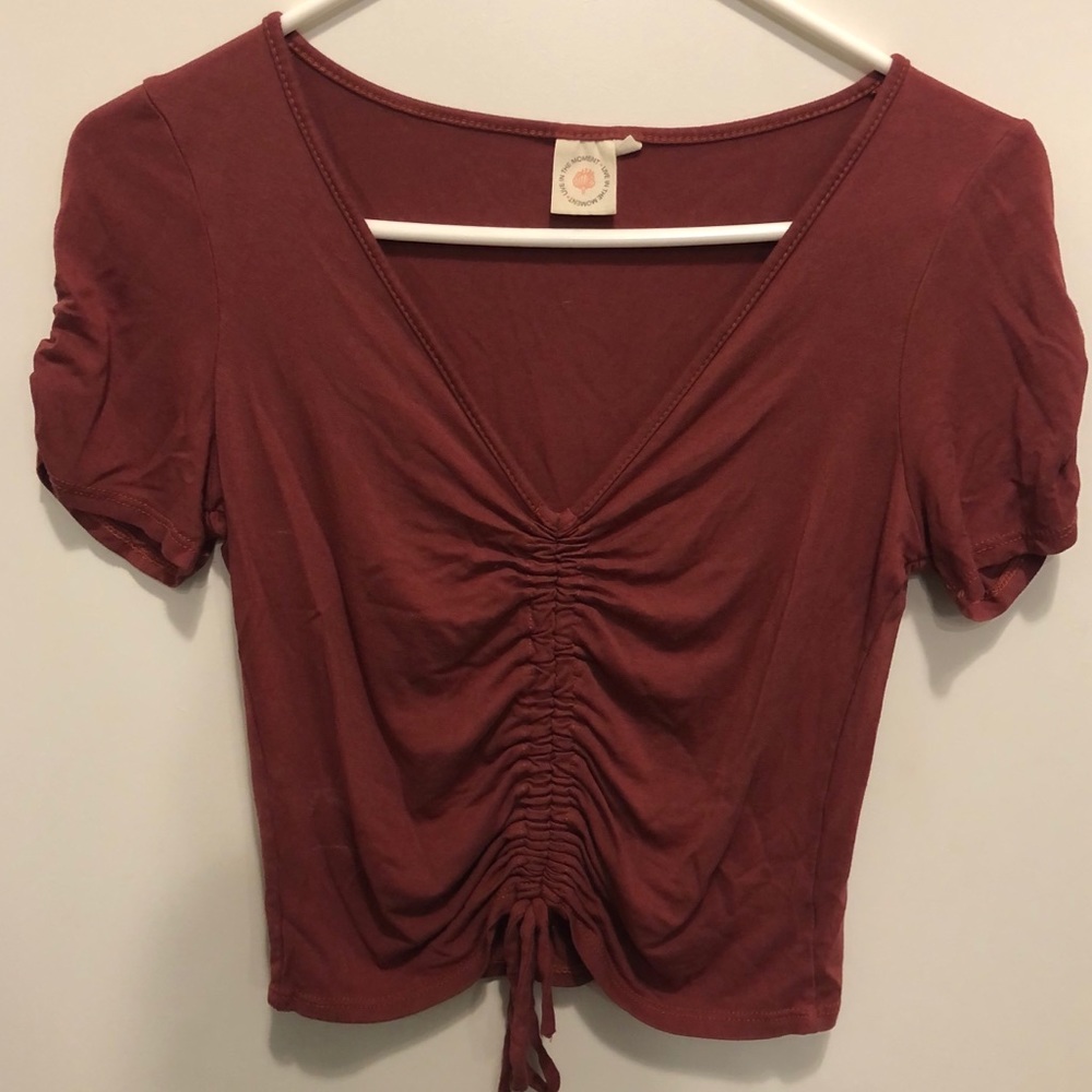 Scrunched Red Crop-Top
